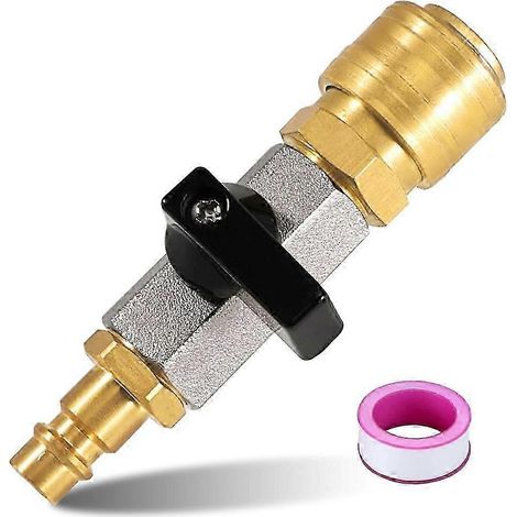 Vanne d'arrêt d'air comprimé, raccord rapide G1/4 pouce pour air comprimé, vanne de remplissage d'air comprimé en laiton 1/4 pouce WHBYV (1/4)