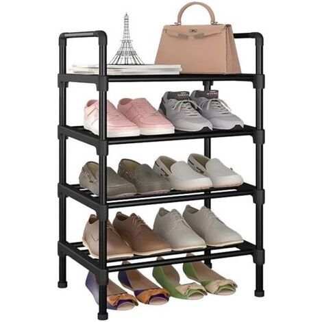 4-stufiges kleines Schuhregal, schmal und stapelbar, Schuhregal, robustes Regal für Eingangsbereich, Flur, Kleiderschrank, große Kapazität und platzsparend (1/5)
