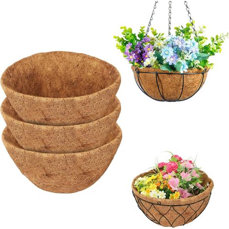 Filiyano-Lot de 3 doublures rondes en fibre de coco pour paniers suspendus de 30 cm (12 pouces), doublures naturelles en remplacement de la noix de (1/5)