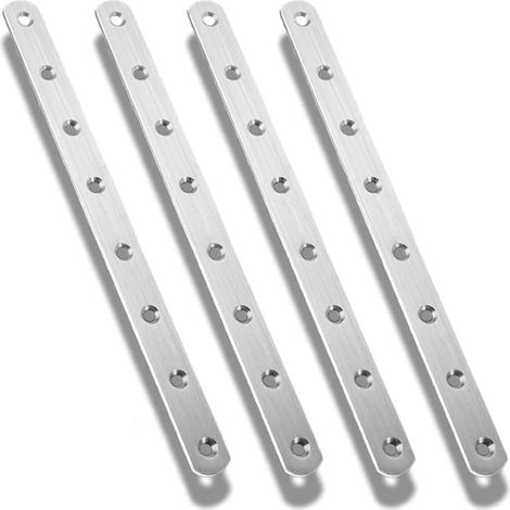 4 Pièces Pattes D'assemblage Métal Equerre Plate Fixation Inox, Tables et Chaises, Poutres de Cadre de Porte etc.Argent, 29.520.3cm (1/5)