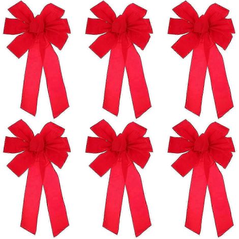Lot de 6 nœuds rouges Atocking Stuffing pour sapin de Noël, ruban de Noël, décoration de nœud pour couronne de Noël (1/5)