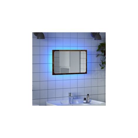 Miroir de salle de bain avec lumière LED vieux bois 60x8,5x38 (1/5)