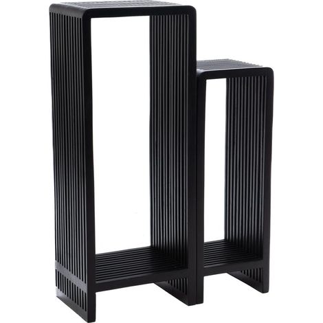 Lot de 2 sellettes 34x25x86 cm en teck recyclé noir (1/5)
