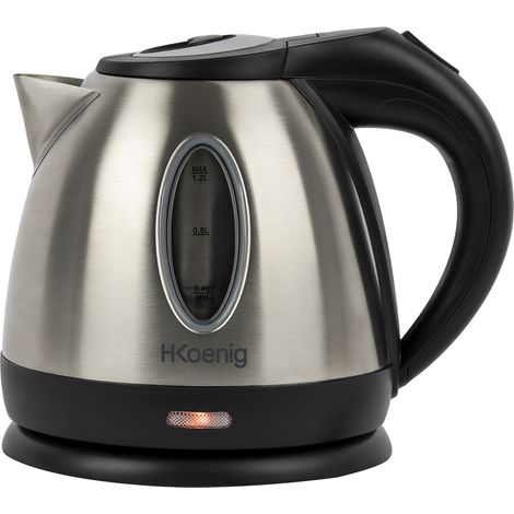 HKoenig BO12 Hervidor de Agua Eléctrico Pequeño, 1630 W, Negro/Acero Inoxidable
