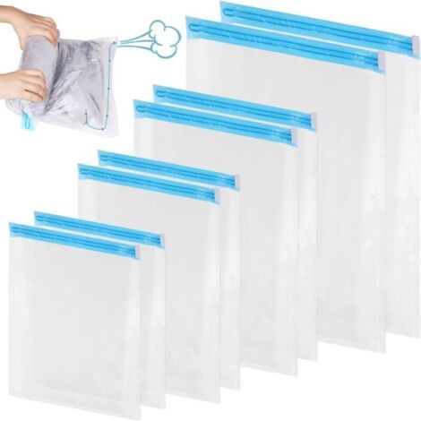 4 tailles de sacs sous vide pour vêtements, 8 sacs sous vide pour vêtements, sacs étanches pour couettes, sacs sous vide réutilisables pour les voyages et les sacs à dos (50x70, 50x40, 40x60cm, 35x50 (1/5)