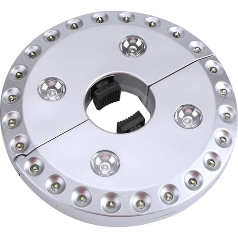 Parasol Lumineux Led 28 Ampoules - Modes Eclairage Reglables - Pour Jardin Terrasse Camping - Alimentation Piles Aa - Couleur Argent (1/3)