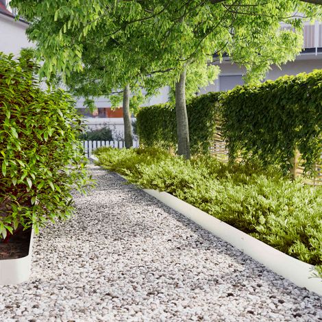vidaXL Borde de Césped 30 uds. 15 x 103 cm Acero Blanco (1/5)