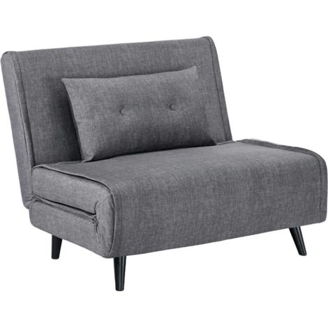 Fauteuil convertible PRESTO 1 place - velours gris - couchage 100x190cm (1/5)
