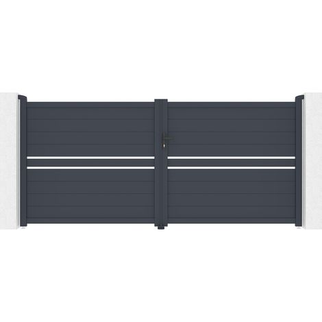 Portón abatible 3,5m CIMONE H.160 aluminio gris (1/5)