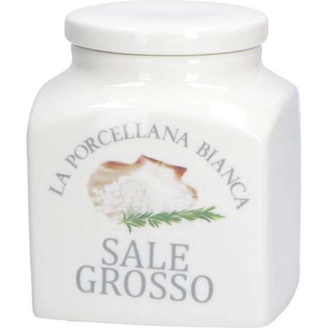 La Porcellana Bianca - Contenitore Coperto Deco Rock Salt, Nylon/A - Conserva, Barattoli e Contenitori - Barattoli Cucina - Porcellana - 1100 cc 12x12xh13,5 cm