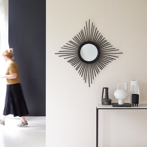 Miroir en tiges rotin 80 Isidore noir (1/5)