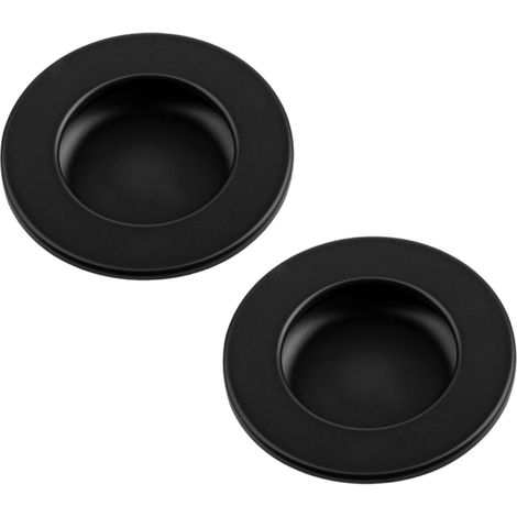 Poignée ronde encastrable Ø 60mm pour meubles ou portes coulissantes en plastique noir Dressing Chambre Enfant Armoire Tiroir (1/3)