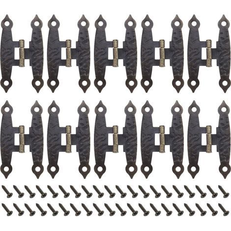 Lot de 10 charnières vintage en métal avec vis - Charnières antiques en forme de H - Accessoires de meubles pour armoires, boîtes à bijoux, étuis en bois - Bronze (1/4)
