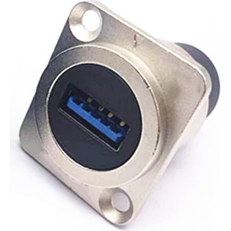 Connecteur USB 3.0 femelle-femelle pour montage sur panneau, transmission de données stable, prise USB de type D pour panneau d'armoire 86, boîtier argenté (1/2)