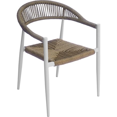 Moia Greenwood Poltrona Milano Alluminio Corda Paglia Bianco