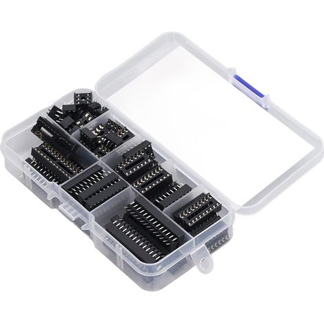 Packung mit 66 isolierten flachen Kunststoffsteckverbindern für integrierte Schaltungen, Sortiment mit 6 bis 28 Pins. (1/5)