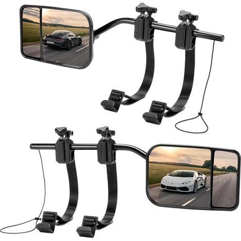 Rétroviseurs caravane universels double convexe, 2 pièces, pour camping-car et SUV