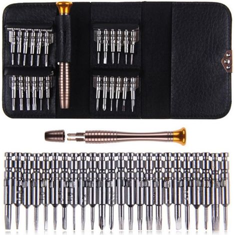Kit di cacciaviti di precisione magnetici 25 in 1 per riparazioni di cellulari, computer portatili, orologi, giocattoli, occhiali, gioielli, ecc. (1/4)
