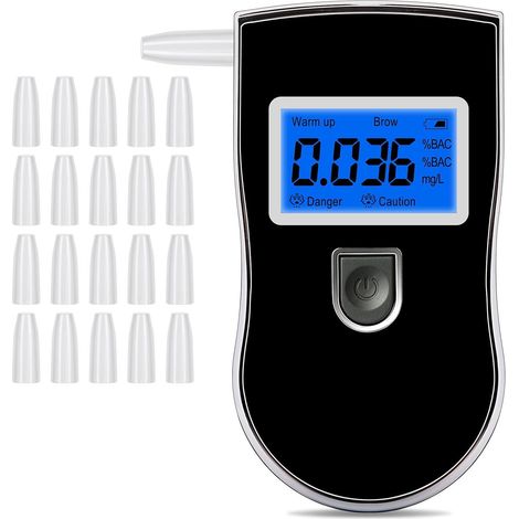 Etilometro elettronico, etilometro digitale portatile con display LCD, etilometro portatile professionale con 20 bocchini per uso personale e professionale