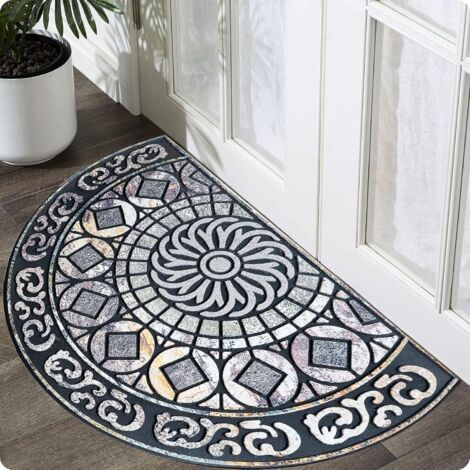Paillasson d'entrée unique et élégant - Tapis de porte à poils ras facile à installer - Tapis d'accueil anti-salissures et anti-boue, paillasson d'entrée extérieur robuste - 23\ (1/5)
