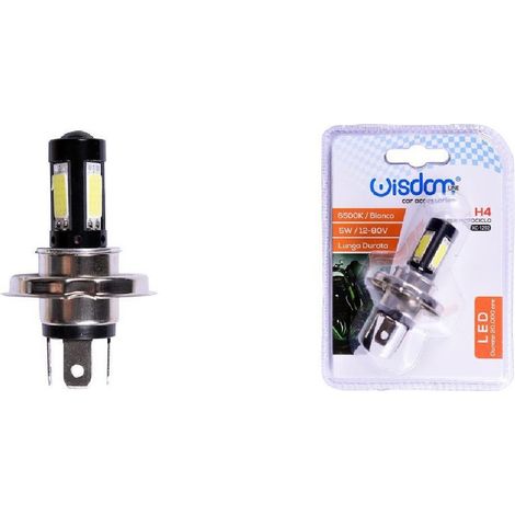 TRADE SHOP - Lampadina Led H4 Nero Per Motociclo Luce Bianco 6500k 5watt Lunga Durata Xc-1292 - (1/2)