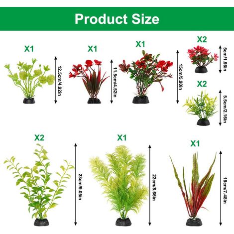 Plante Artificielle Aquarium - Lot de 10 Décorations pour Aquarium et Poisson - Végétaux en Plastique Colorés avec Base Lestée (1/5)