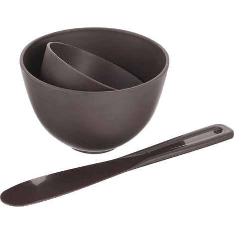 Bol de Masque en Silicone Pliable avec Spatule Facile à Tenir pour Usage à Domicile Salon Grosse Capacité Couleur Café (1/5)