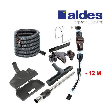 Set ALDES 8 accessoires + 1 flexible avec poignée standard chromée remplace la poignée de commande pneumatique ALDES 11070062 avec douille de démarrage et vanne d’arrêt - longueur au choix - 12m