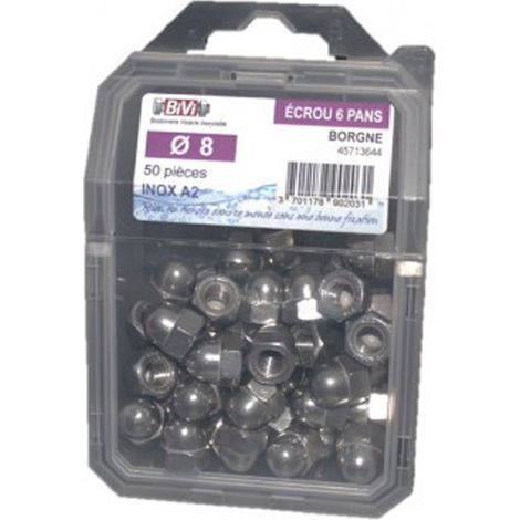 Écrou borgne DIN 1587 Inox A2 Coque de 25 pièces - Diamètre 12 mm - BIVI