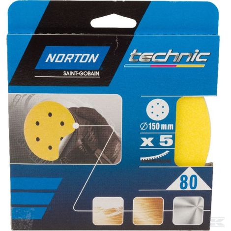 LOT DE 5 DISQUES VELC 6 TROUS 150X0 GR80 - NORTON CLIPPER - 66261139297