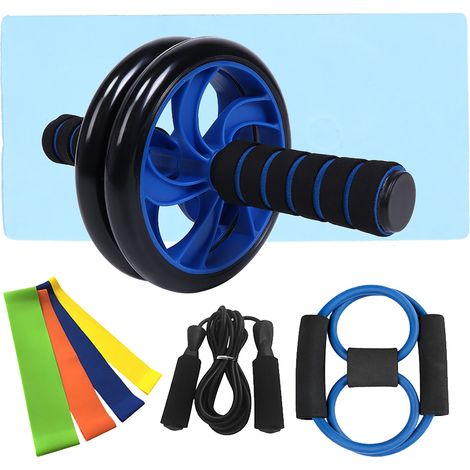 Lot abdominal à roulette + corde à sauter + extenseur pectoraux, kit fitness (1/5)