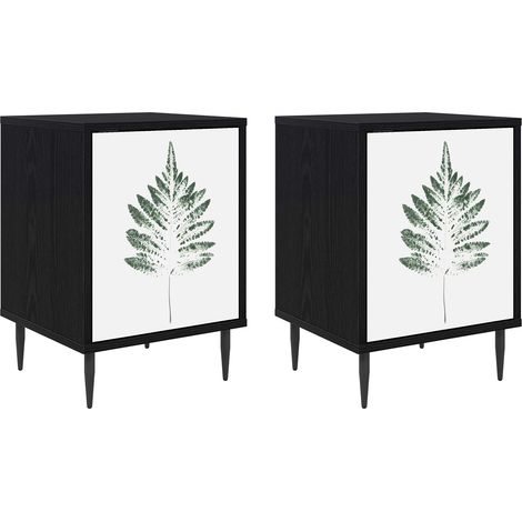 Mesa de noche HANAU 2 uds. Roble Negro 36 x 33 x 51 cm vidaXL