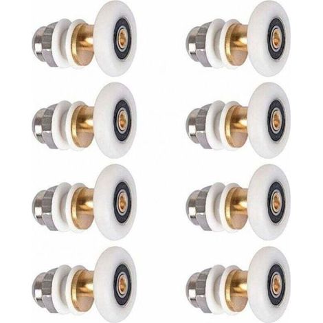 8 Pièces Roulette Porte Douche Roulettes de Porte Coulissante Cabine de Douche Porte Poulies Roue de Rechange pour Rouleau avec Diamètre de Roues 25mm (1/5)