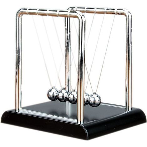 Boule d'équilibre décorative ultra résistante, noir et argent, 17,5 x 18 x 12 cm, décoration de bureau (1/5)