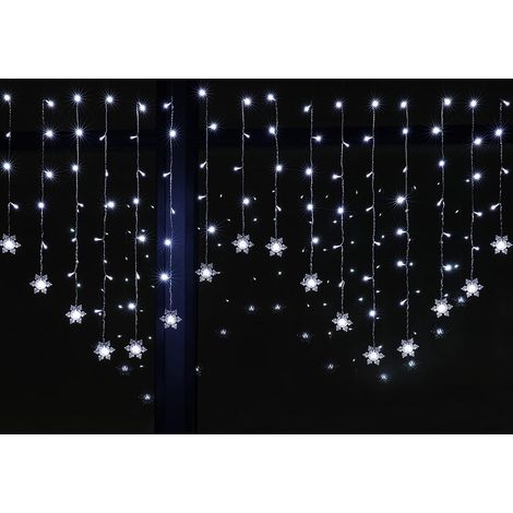 LED Rideau Lumineux de Flocon de Neige 3.5m 8 Modes 220V Guirlandes Lumineuses Branchez-vous  Pour Rideau Fenêtre Décoration de Noël Mariage Jardin Chambre Anniversaire Blanc [Classe énergétique A+] (1/5)