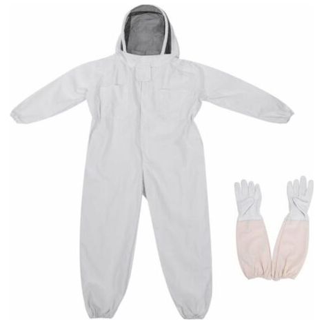 royaluxe-Apicole Costume Équipement de Protection Professionnel Anti Abeille avec Longs Gants et Capuchon en Voile pour Apiculture Apiculteur - Blanc (XXL) - RWCombinaison d'apiculteur (1/4)
