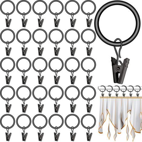 30 Pièces Anneaux à Pince de Rideau en Metal35 mm Anneaux pour Tringle à Rideaux Moderne et Elegant (1/5)