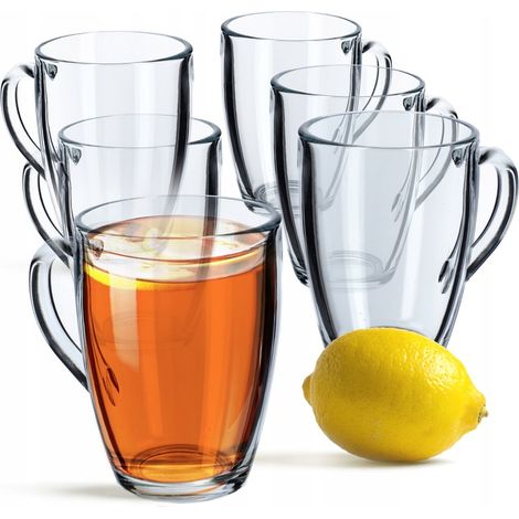 KADAX 6 bicchieri da tè e caffè, set di bicchieri da succo da 350 ml, con manico (1/5)
