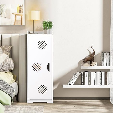 Armoire de rangement blanche pour salle de bain, meuble de rangement autonome de salle de bain, meuble de rangement étanche pour cuisine, couloir, entrée et chambre à coucher (1/5)