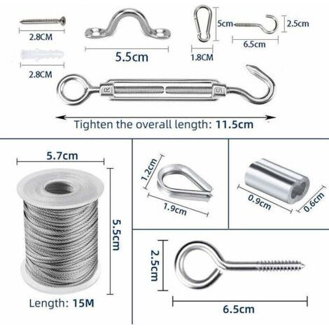 Câble Acier Inoxydable,Corde en Acier Inoxydable à Suspendre,File a Linge Extérieur,Corde à Linge Acier Exterieur,Câble Métallique Extérieur,Corde à Linge (30M) (1/2)