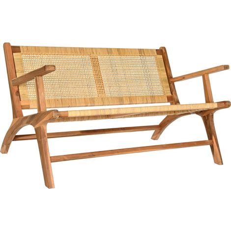 Banc cosy en rotin et teck pour intérieur naturel - Teck et rotin tressé naturel marron (1/5)