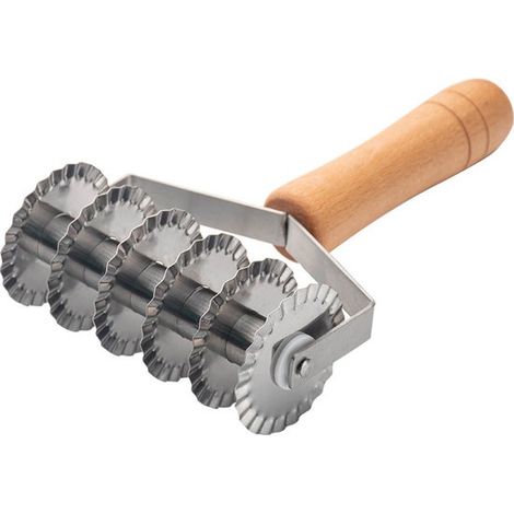 Mattarello in acciaio inox con manico in legno, macchina per la pasta per pane, pizza e torte (1/5)