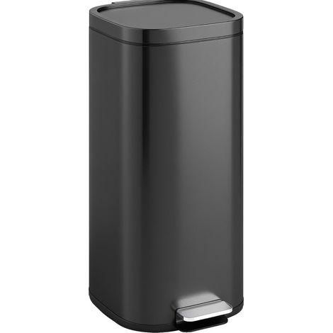 Cestino da cucina a pedale 30L con coperchio e chiusura soft in metallo nero HOMVRA (1/5)