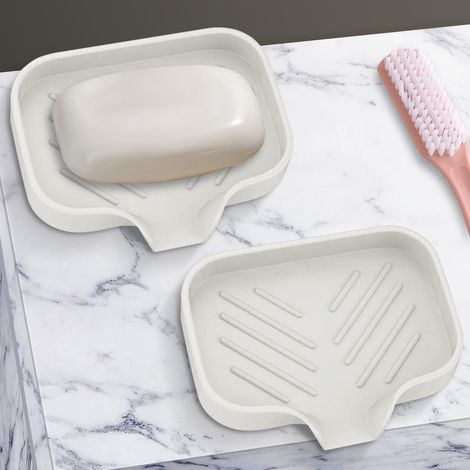 2 plateaux à savon en silicone, dimensions 12,7 x 10,2 cm, bec verseur intégré, pour évier et comptoir de cuisine (1/4)