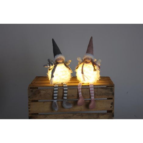 8 Stück Weihnachtsdeko Engel mit LED Kantenhocker sitzend 8 Figuren 18x12x48 cm (1/4)