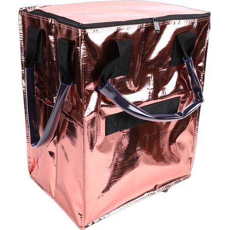 Sac à provisions pliable à roulettes, idéal pour faire les courses, le linge, le camping et les déménagements, couleur or rose. (1/5)