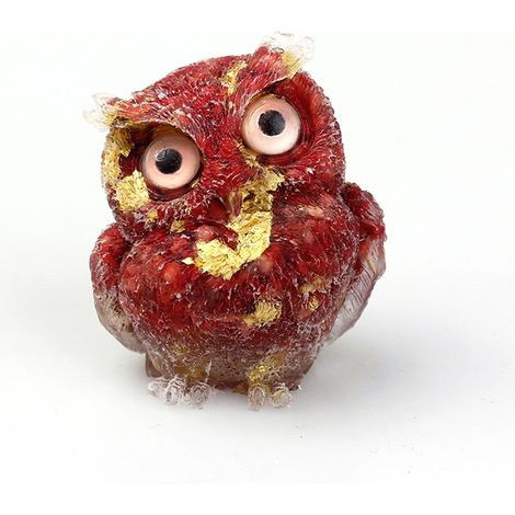 Statue Owl Ornament Resine Sculpture Statuette Décorative Intérieure avec Garnets (5.3 x 4.3 x 3.7 cm) (1/5)