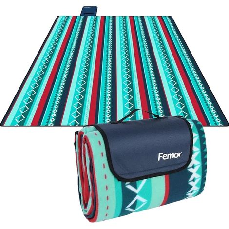 Couverture de pique-nique, Matériau imperméable, Design portable, Vert, 200x200cm (1/2)