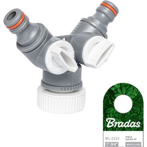 Nez de robinet double avec vanne d'arrêt 20/27 et 26/34 WHITE LINE