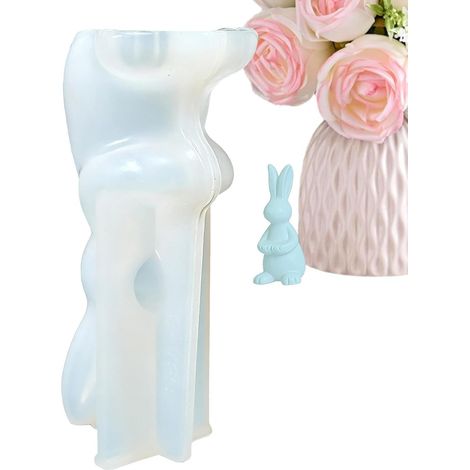 Moule Lapin Silicone Gabarit pour Bougies Animal Moule À Lapin Silicone Fête Anniversaire Déco Étagère Maison Table (1/5)